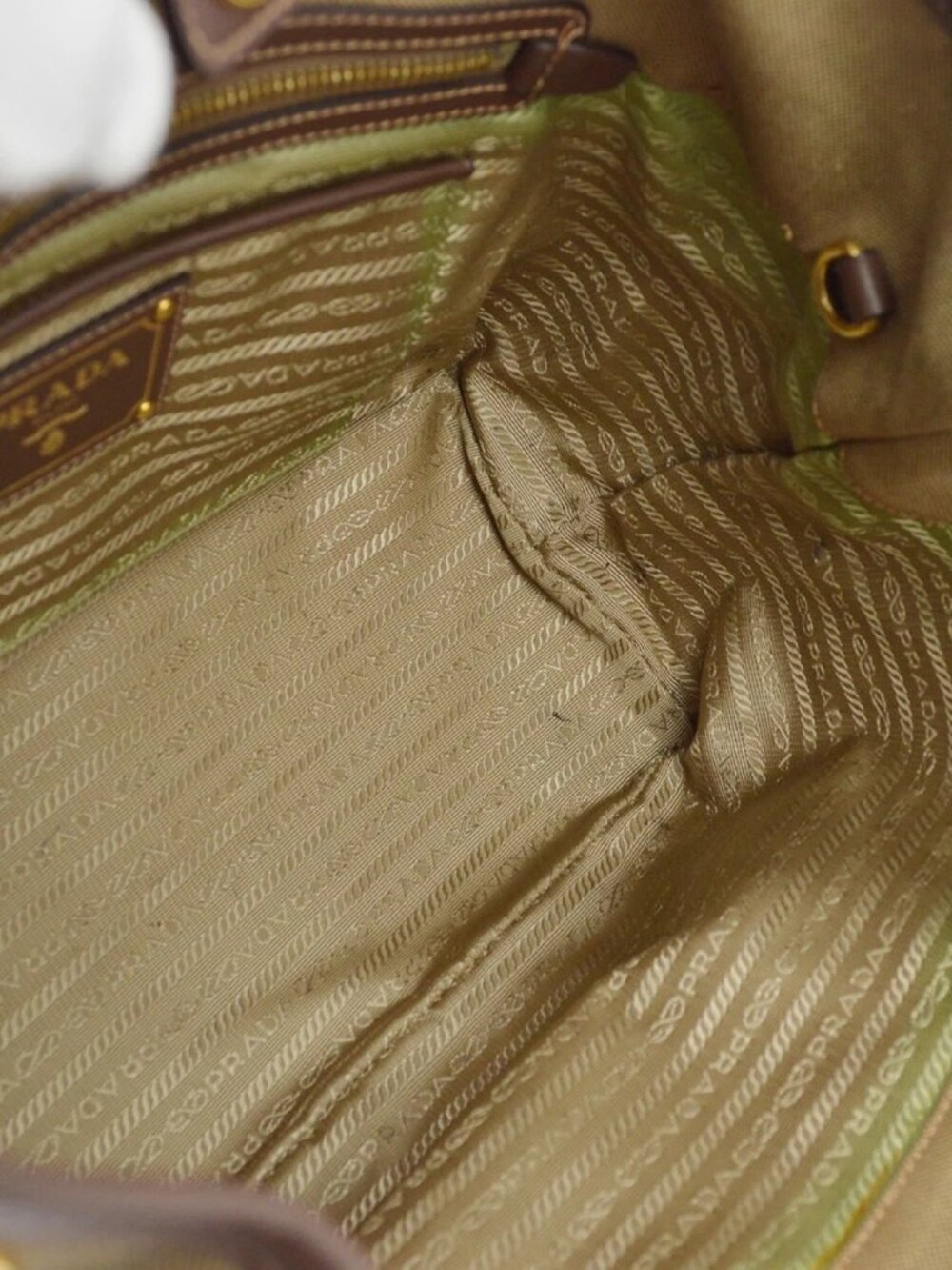 Prada Brown Logo Jacquard Tote Bag - Picture 6 of 11